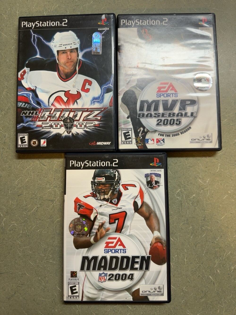 PS2 Sports Game Lot 3 NHL Hitz 2002 MVP Baseball 2005 Madden NFL 2004